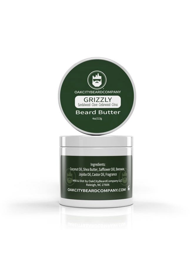 Oak City Beard Company - Grizzly - 4 Ounce - Beard Butter - Beard Conditioner - Sandalwood - Clove - Cedarwood - Citrus - Image 1