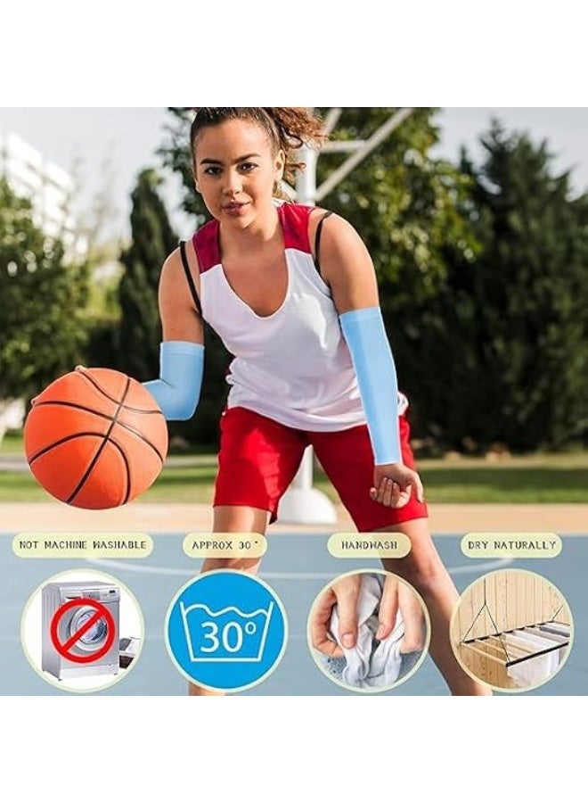 BIGTHREE 3 Pairs Kids UV Sun Protection Arm Sleeves Breathable Cooling Compression Sleeves for Outdoor Sports Thin & Elastic Ice Sun Cover for Boys & Girls Yellow&Blue&White, One Size - Image 4