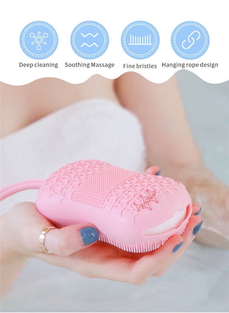 HieerBus Silicone Body Scrubber - Multifunctional Body Bath Brush, Scrubber Shower Scrubber for Body Deep Cleaning and Exfoliation, Soft Silicone Suitable for All Skin Types(pink)  - Image 2