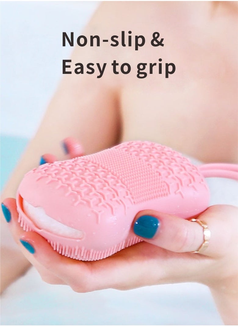 HieerBus Silicone Body Scrubber - Multifunctional Body Bath Brush, Scrubber Shower Scrubber for Body Deep Cleaning and Exfoliation, Soft Silicone Suitable for All Skin Types(pink)  - Image 3