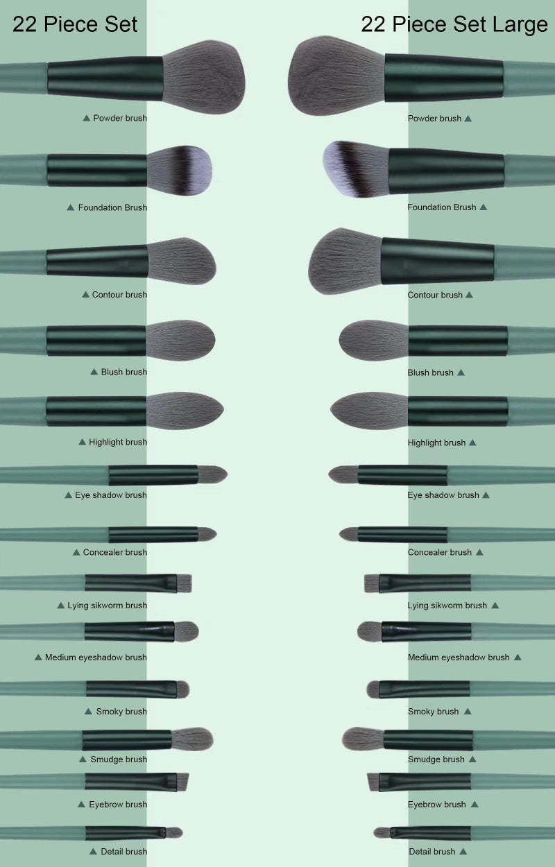 Koccido Makeup Brushes 22 Pcs Makeup Kit,Foundation Brush Eyeshadow Brush Make up Brushes Set (Green, 22 Piece Set) - Image 4
