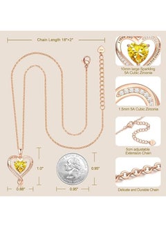 Zifeel Infinity Heart Pendant 925 Sterling Silver, Rose Gold Birthstone Necklace  - Image 5