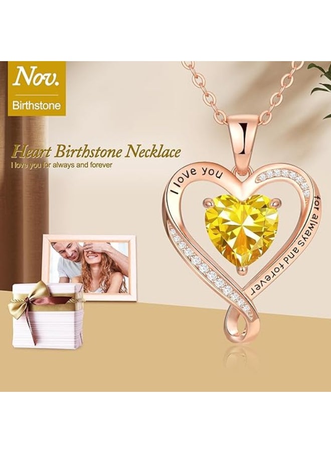 Zifeel Infinity Heart Pendant 925 Sterling Silver, Rose Gold Birthstone Necklace  - Image 4