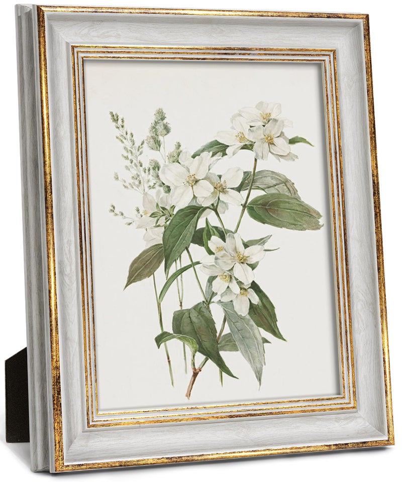 Sonefreiy 8x10 Picture Frame White Gold Vintage Antique Retro 8 x 10 Photo Frame Desk and Wall Hanging Wedding Gift for Mom Grandma Family Friends