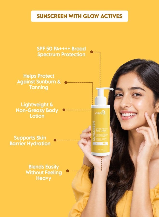 Clensta Sunscreen Body Lotion SPF 50 PA++++ | Broad Spectrum UVA & UVB Protection | In-Vivo Tested | No White Cast, Non-Greasy Body Sunscreen with Vitamin E & Pro Vitamin B5 For Smooth Skin | For All Skin Types | For Men & Women | 200 ml - Image 2