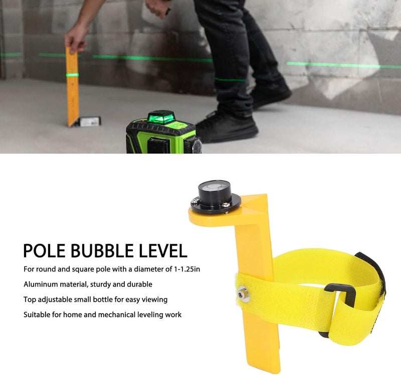 Adjustable Grade Rod Level with Horizontal Bubble, Aluminum Pole Leveling Tool for Round and Square Poles, Portable Tower Ruler with Protection Cover, Lightweight Compact Design fo - Image 4
