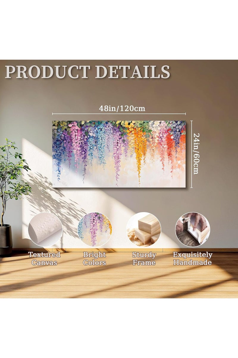 EMODA Rainbow Wisteria Wrap Framed Canvas wall art (60x120 cm ) – Colorful Floral Décor - Image 5