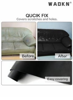 WAOKN Self Adhesive Leather Repair Subsidy 50 X 137 cm Large Adhesive Decorative Tape DIY Adhesive Backed Lychee Patterned Repair for Sofas Shoes Car Seats Handbags and Other Leather Patches (Black)  - Image 5