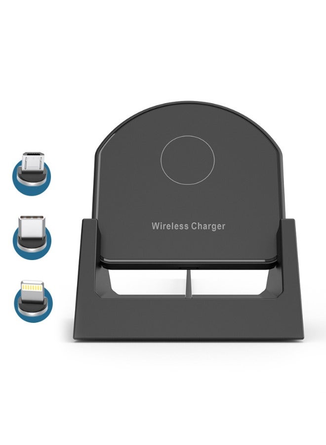 عام شاحن لاسلكي سريع ، حامل شحن لاسلكي سريع 20 واط بحد أقصى مع 3 منافذ شحن ، يدعم الشحن السلكي والشحن اللاسلكي ، متوافق مع iPhone 14/13/12/12 Pro Max / 12 Mini / 11 / XR / X إلخ (أسود) - Image 1