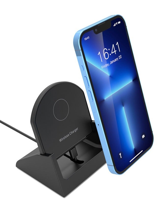 عام شاحن لاسلكي سريع ، حامل شحن لاسلكي سريع 20 واط بحد أقصى مع 3 منافذ شحن ، يدعم الشحن السلكي والشحن اللاسلكي ، متوافق مع iPhone 14/13/12/12 Pro Max / 12 Mini / 11 / XR / X إلخ (أسود) - Image 4