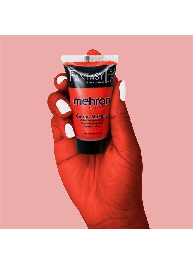 mehron مكياج فانتازيا FX كريم مكياج | مكياج هالوين مائي | طلاء وجه أحمر وطلاء جسم للبالغين 1 أونصة سائلة (30 مل) (أحمر) - Image 3