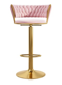 Modern Velvet Adjustable Barstools 360° Swivel Counter Stools with Golden Base Upholstered Open Back Tall Bar Chairs with Footrest for Home Pub Kitchen