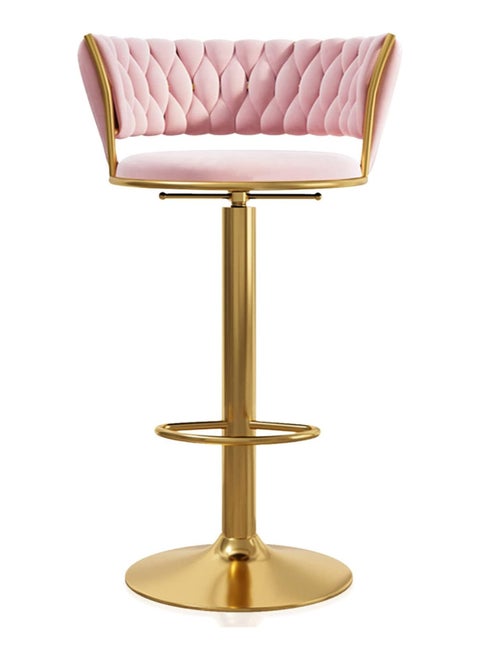 Modern Velvet Adjustable Barstools 360° Swivel Counter Stools with Golden Base Upholstered Open Back Tall Bar Chairs with Footrest for Home Pub Kitchen