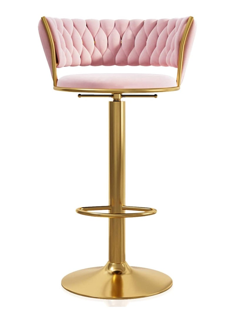 DubaiGallery - Modern Velvet Adjustable Barstools 360° Swivel Counter Stools with Golden Base Upholstered Open Back Tall Bar Chairs with Footrest for Home Pub Kitchen - Image 1