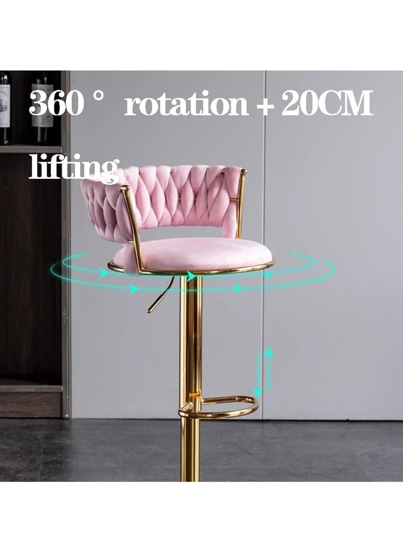 DubaiGallery - Modern Velvet Adjustable Barstools 360° Swivel Counter Stools with Golden Base Upholstered Open Back Tall Bar Chairs with Footrest for Home Pub Kitchen - Image 1