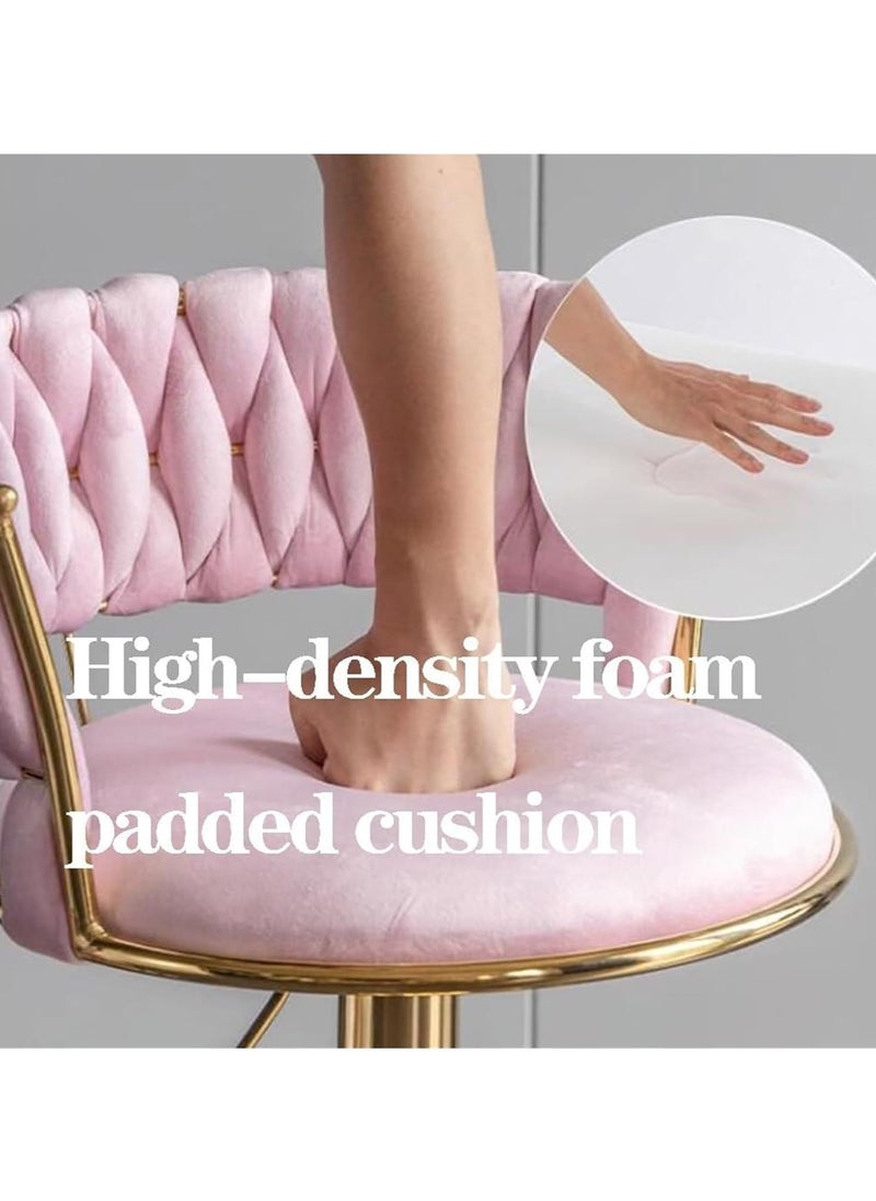 DubaiGallery - Modern Velvet Adjustable Barstools 360° Swivel Counter Stools with Golden Base Upholstered Open Back Tall Bar Chairs with Footrest for Home Pub Kitchen - Image 1