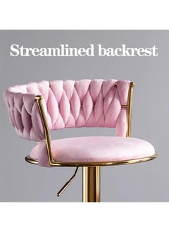 DubaiGallery Modern Velvet Adjustable Barstools 360° Swivel Counter Stools with Golden Base Upholstered Open Back Tall Bar Chairs with Footrest for Home Pub Kitchen  - Image 4
