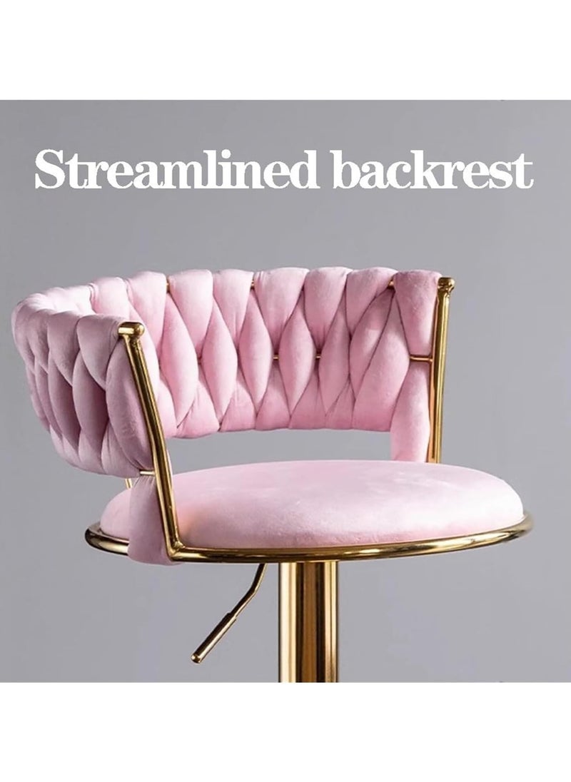 DubaiGallery - Modern Velvet Adjustable Barstools 360° Swivel Counter Stools with Golden Base Upholstered Open Back Tall Bar Chairs with Footrest for Home Pub Kitchen - Image 1
