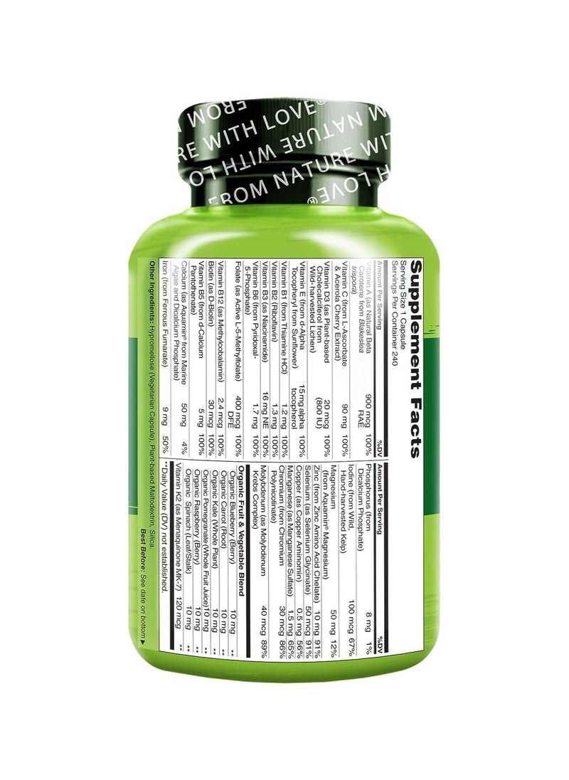 NATURELO فيتامينات متعددة يومية للنساء - مكمل غذائي لدعم صحة الطاقة والمناعة والعظام 240 كبسولة نباتية  - Image 3