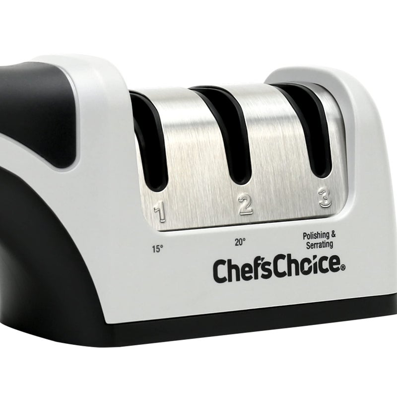 CHEF'S CHOICE Chef'sChoice Manual Knife Sharpeners for 15- and 20-Degree Straight-Edge and Serrated Knives with Diamond Abrasives Precise Angle Control & Compact Footprint, 2-Stage, Gray - Image 3