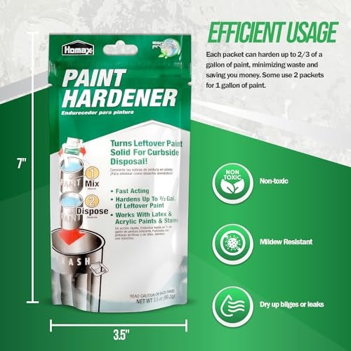 HOMESPHERE Homax Waste Away Paint Hardener, 12 Packs, 3.5oz - Fast Acting Solidifier for Disposal - Drying Powder for Acrylic & Latex With 25 Pcs. of 14 Inch Wooden Stir Sticks - Image 3
