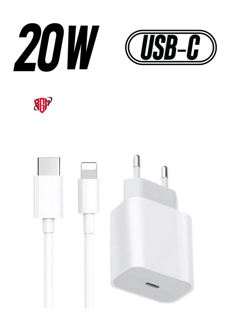 BGM - For Iphone 20w Charger Apple 11/12/13 Usb-c To Lightning Power Adapter 1m Data Cable Eu Plug - Image 1