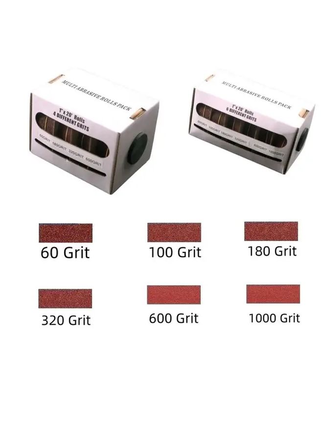 RORUGHTEX 4 6 Grit Aluminum Oxide Sandpaper Roll Set With Dispenser Heavy Duty Multi Grit 60 100 180 320 600 1000 Emery Cloth Roll Pack Compatible With Sanding Blocks And Line Grinders For Metal Glass Woodworking Removal - Image 1