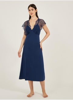 Styli Galloon Lace Trim Strap Overlay Nightdress  - Image 1