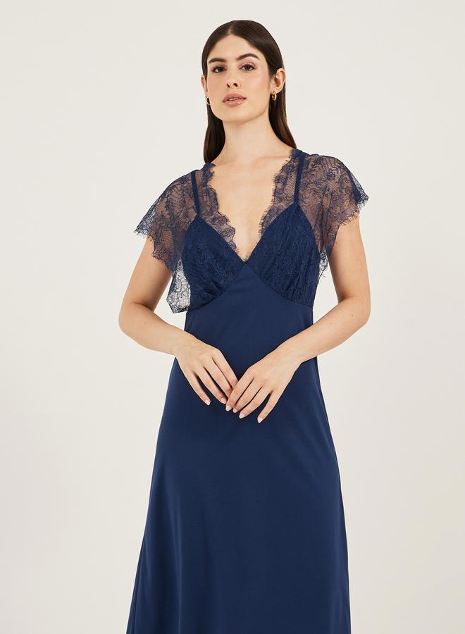Styli Galloon Lace Trim Strap Overlay Nightdress  - Image 2