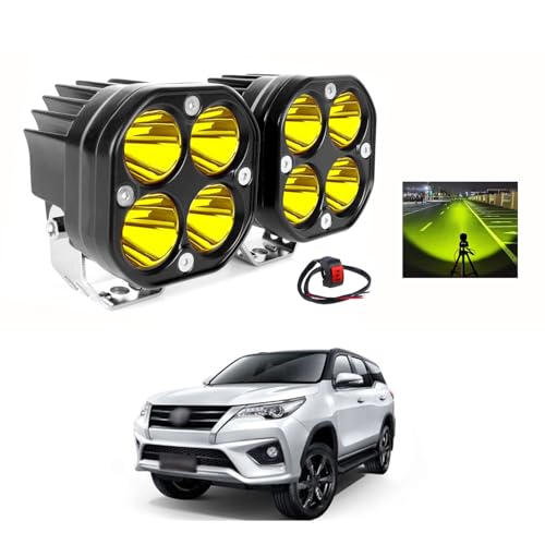 PRIKNIK 3-Inch 40W Yellow LED Spot Lights, Offroad Fog Lamps, Amber Driving Lights for Cars, SUVs, Trucks, and Boats – Pack of 2 with Bike-Compatible Three-Way Switch Compatible With F-ortuner - Image 2