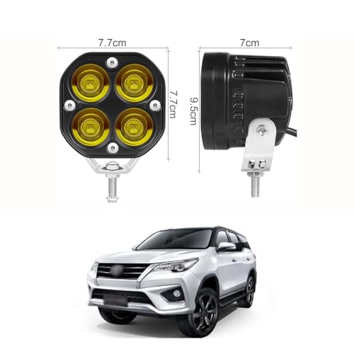 PRIKNIK 3-Inch 40W Yellow LED Spot Lights, Offroad Fog Lamps, Amber Driving Lights for Cars, SUVs, Trucks, and Boats – Pack of 2 with Bike-Compatible Three-Way Switch Compatible With F-ortuner - Image 3