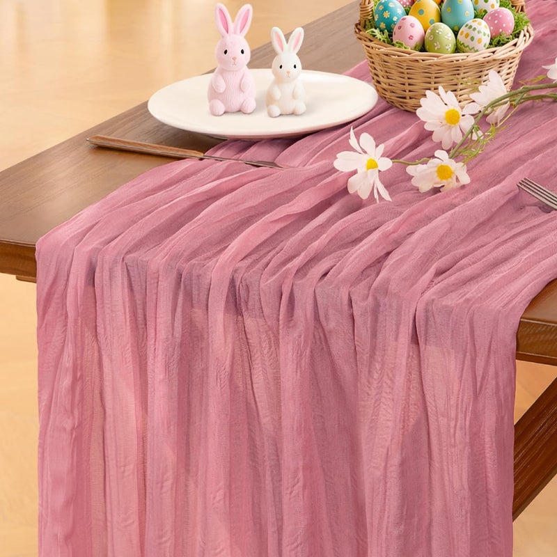 Socomi Mauve Cheesecloth Table Runner Boho Rustic Summer Gauze 120 inch 10FT Cheese Cloth Sheer Runner for Wedding Party Baby Shower Birthday Home Decor Holiday Decorations - Image 2
