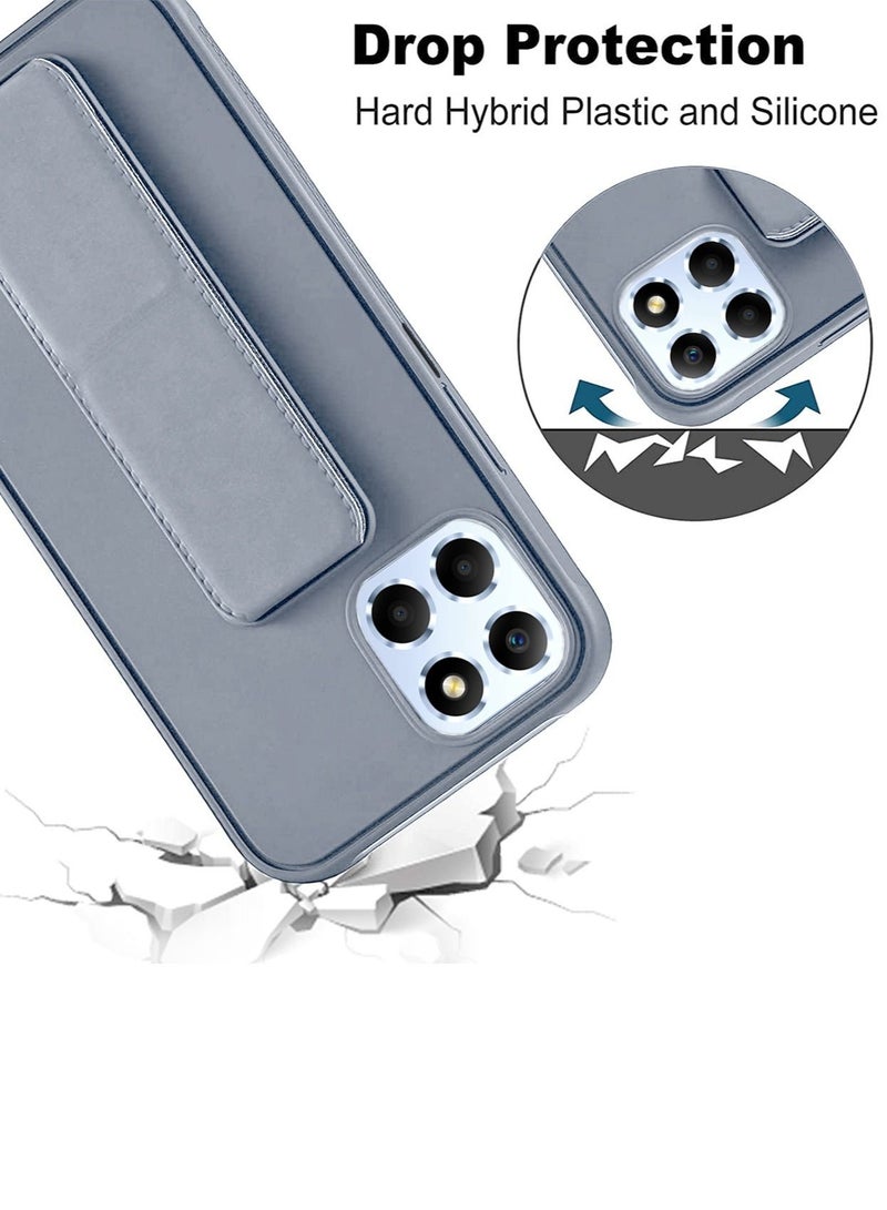 Wtech PU Leather Hand Strap Grip Holder Stand Phone Case Cover For Honor X8 4G Grey - Image 5