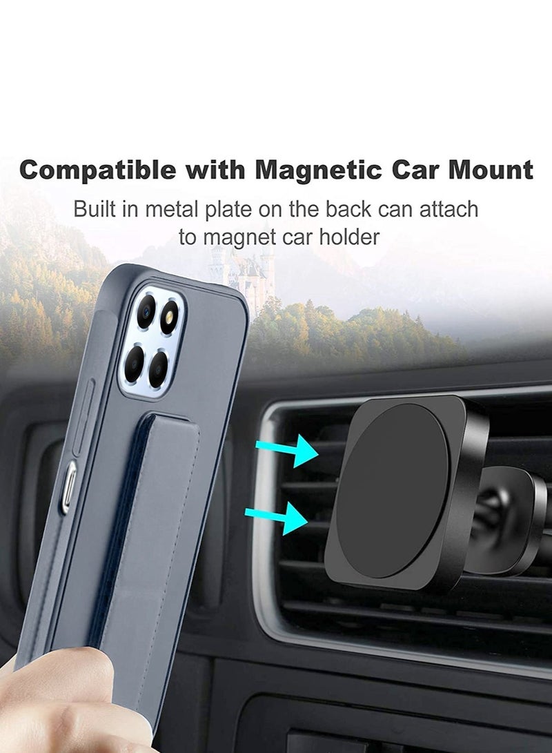 Wtech PU Leather Hand Strap Grip Holder Stand Phone Case Cover For Honor X8 4G Grey - Image 3