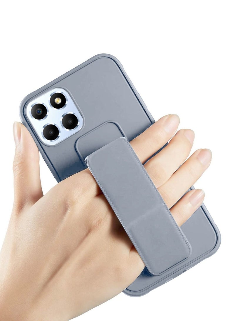 Wtech PU Leather Hand Strap Grip Holder Stand Phone Case Cover For Honor X8 4G Grey - Image 2