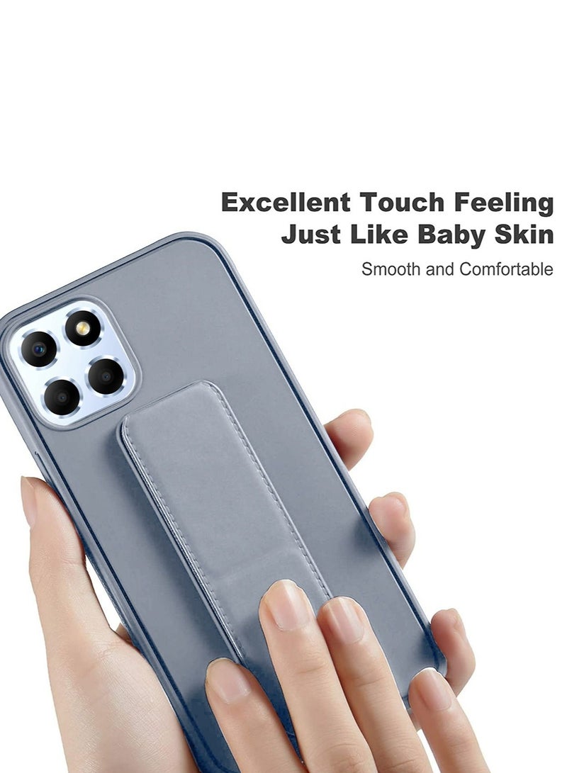 Wtech PU Leather Hand Strap Grip Holder Stand Phone Case Cover For Honor X8 4G Grey - Image 4