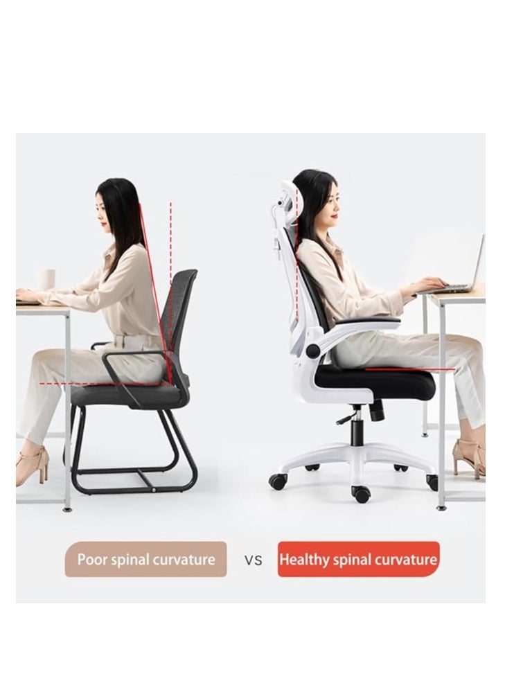 Generic - Ergonomic Office Chair, Height and Headrest Adjustable Desk Chair with Lumbar Support and Wheels for Work, Study and Gaming, Swivel Computer Chair for Home and Office (V3, White) - Image 1