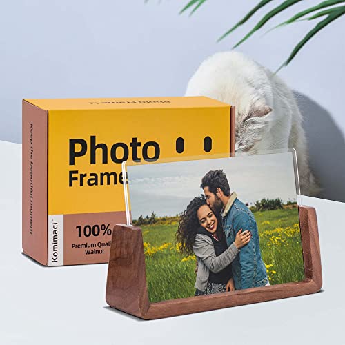 Komimaci 4x6 picture frames, Solid Rustic Wooden Photo Frames with Walnut Wood Base and High Definition Acrylic Glass Covers - for Tabletop or Desktop Display (4x6 inch, Horizontal) - Image 4