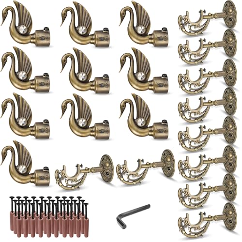 JKC Antique Zinc Alloy Peacock Curtain Brackets and Holders, Curtain Holders for Wall, Curtain Brackets, Stylish Curtain Holder, Curtain Rod Holder, Antique Color - 10 Bracket 10 Holder - Image 1