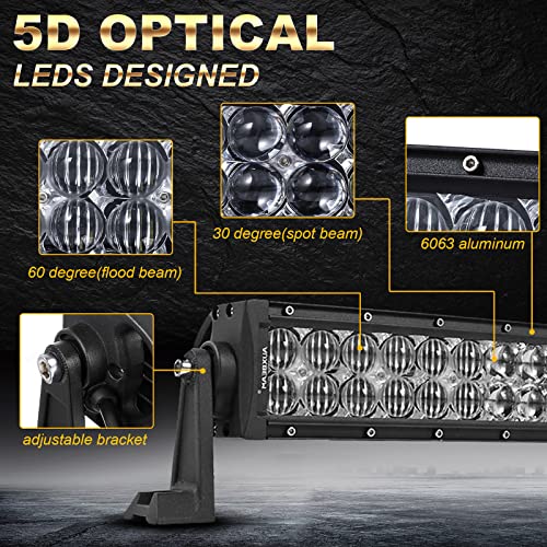 Auxbeam 32" 180W Curved LED Light Bar 5D Lens 18000LM Spot Flood Combo Beam Driving Light with Wiring Harness for Pickup Car Trucks SUV ATV UTV Offroad Vehicle - Image 5