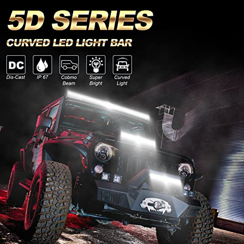 Auxbeam 32" 180W Curved LED Light Bar 5D Lens 18000LM Spot Flood Combo Beam Driving Light with Wiring Harness for Pickup Car Trucks SUV ATV UTV Offroad Vehicle - Image 2