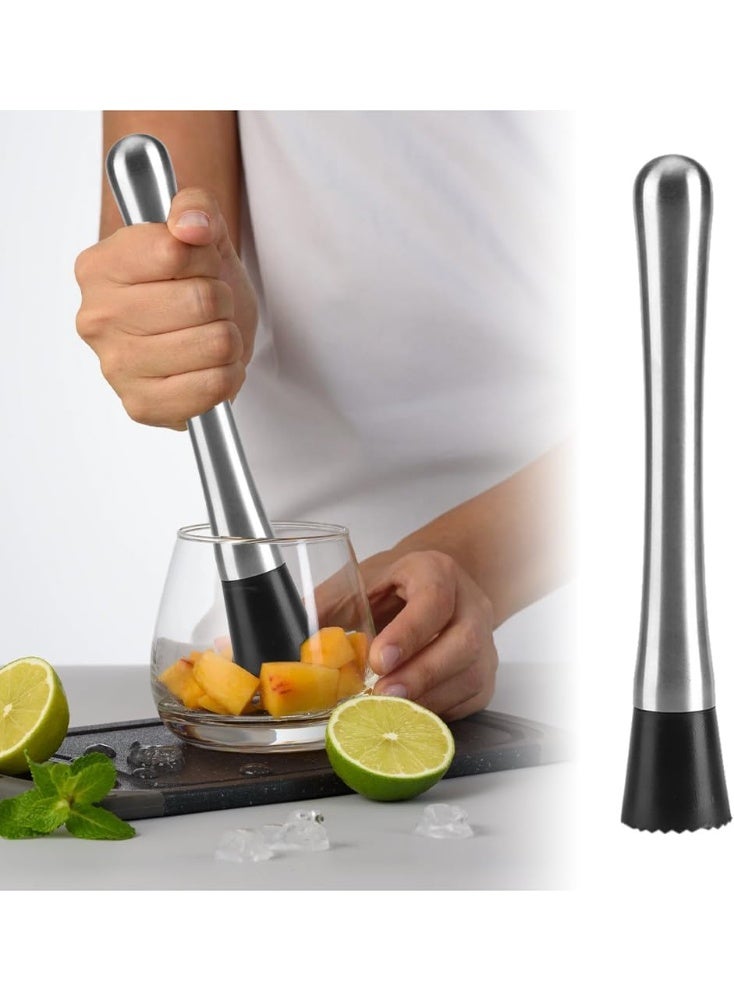 Crush Stick,Food Crusher Stick,Cocktail Stirrer Stainless Steel Cocktail Crush Stick Home Bar Tools Mojito Fruit Crusher Stainless Steel Ice Crushing Rod Food Wine Mixing for Bars Restaurants - Image 1