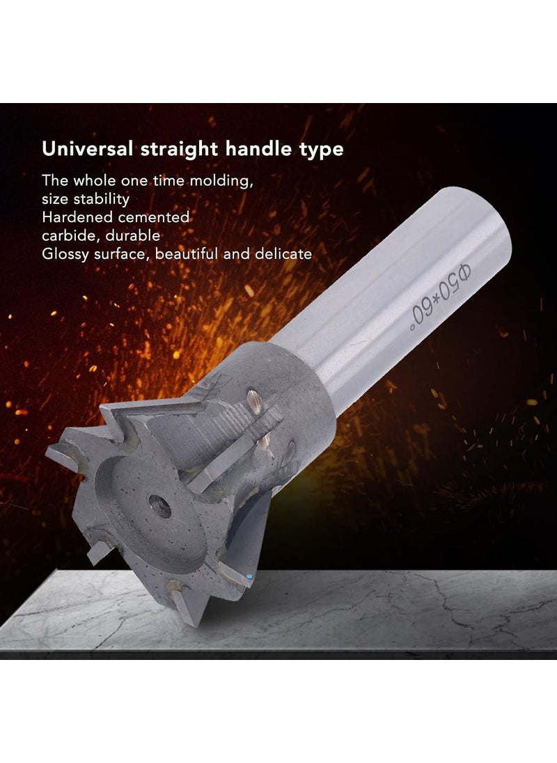 Diydeg Dovetail Cutter 60 Degree Quenching Cemented Carbide Universal Handle High Temperature Resistance End Mill Smooth Chip Evacuation Efficient Flexible Dovetail Cutter Milling for Non Ferrous Metals  - Image 3