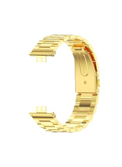 Fit 2 Watch Band Stainless Steel Milanese Clasp Magnetic Suction Three-bead Bamboo Texture Metal Wristband For HuaweiWatch-Color:Sanzhu-Gold-Specifications:For HuaweiFit