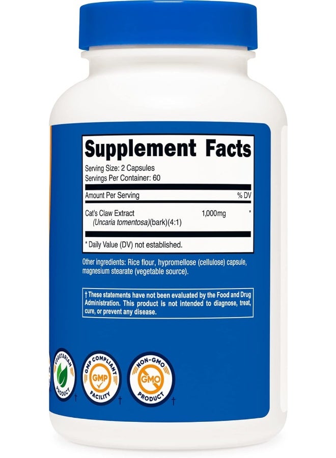 Nutricost Cat's Claw 1000mg, 120 Capsules - Vegetarian Caps, Non-GMO and Gluten Free, 60 Servings - Image 4