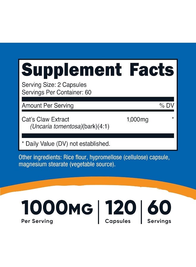 Nutricost Cat's Claw 1000mg, 120 Capsules - Vegetarian Caps, Non-GMO and Gluten Free, 60 Servings - Image 2