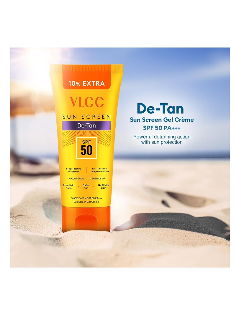 فى ال سي سي جل كريم الوقاية من الشمس VLCC SPF 50 PA+++ - 100 جرام مع 10 جرام إضافية - يزيل السمرة، ويعزز التوهج، ويحمي من أشعة UVA وUVB، ويساعد في تقليل البقع الداكنة. - Image 3