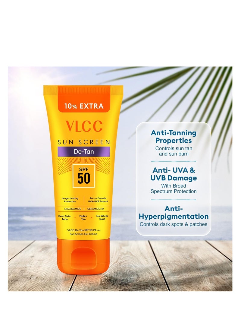 فى ال سي سي جل كريم الوقاية من الشمس VLCC SPF 50 PA+++ - 100 جرام مع 10 جرام إضافية - يزيل السمرة، ويعزز التوهج، ويحمي من أشعة UVA وUVB، ويساعد في تقليل البقع الداكنة. - Image 4