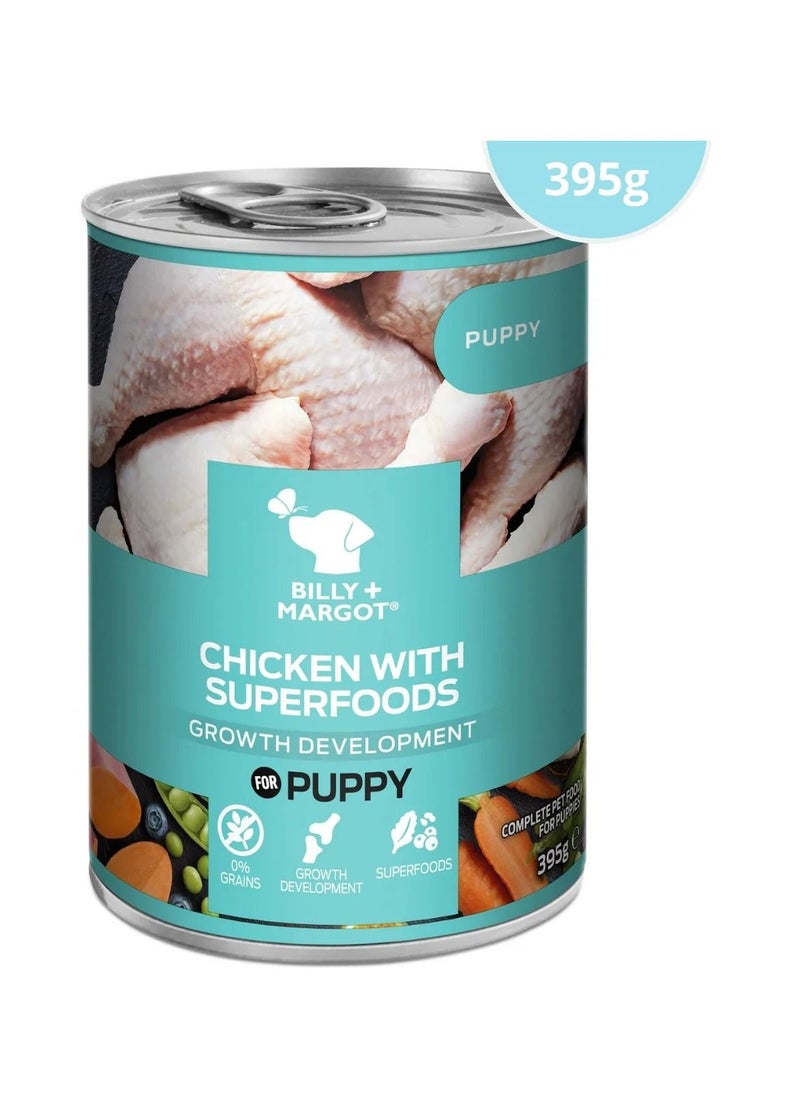 Billy & Margot - Billy & Margot Puppy Chicken with Superfoods Wet Food Can 395g - Image 1