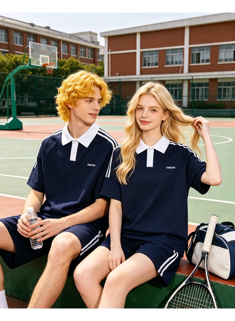 GEOX Unisex Short Sleeve Polo Shirt Casual Sports Daily Wear Top, Navy Blue - Image 3